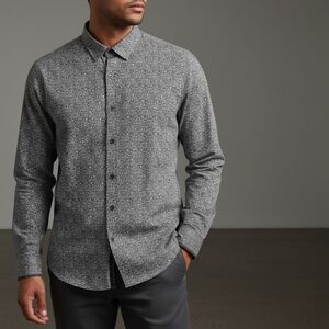 Eight X Slim Fit Floral Button Down Shirt Men’s XL Gray Black White Cotton Buckl